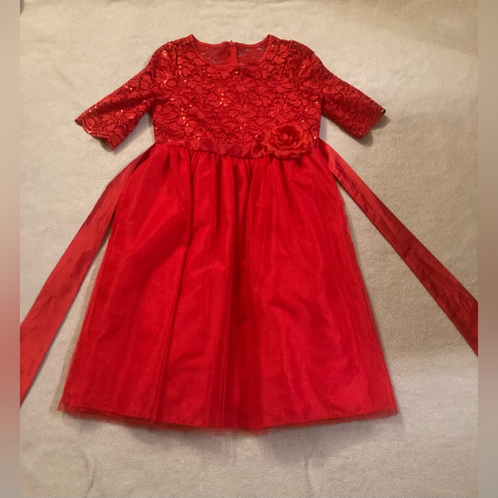 Girls Red Festive Dress